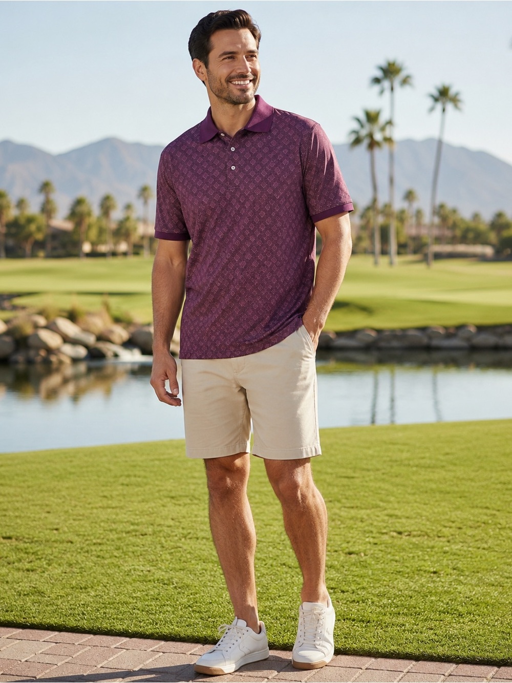 PGA Tour Men's Polo Shirt in Plum